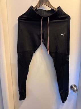Puma Black Leggings with Pink Drawcord